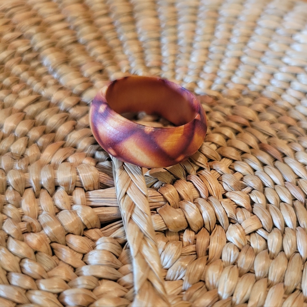 Brown and Tan Wooden Ring